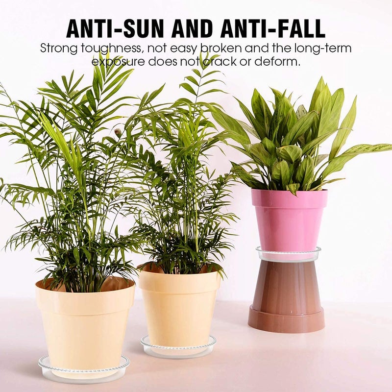 UPMCT 6 Pack Clear Plant Saucer, 4 6 8 10 12 Inch Heavy Duty Plastic Flower Pot Water Catcher Tray Round Drip Pallets for Indoors and Outdoor Planter Container Accessories (6 Inch, Clear) - Image 2